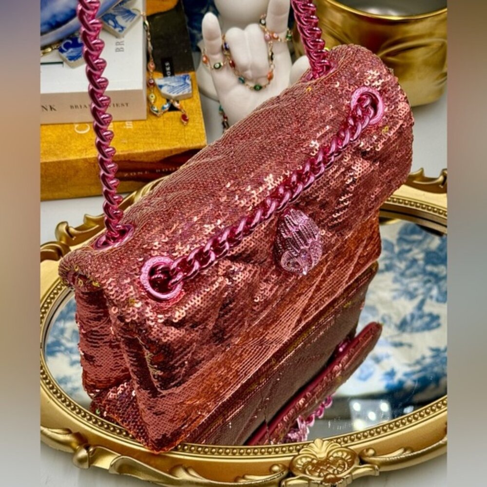 🆕 KURT GEIGER LONDON 🧿 NWOT Glitter Mini Kensington Crossbody Bag, Pink Drench - Picture 15 of 15